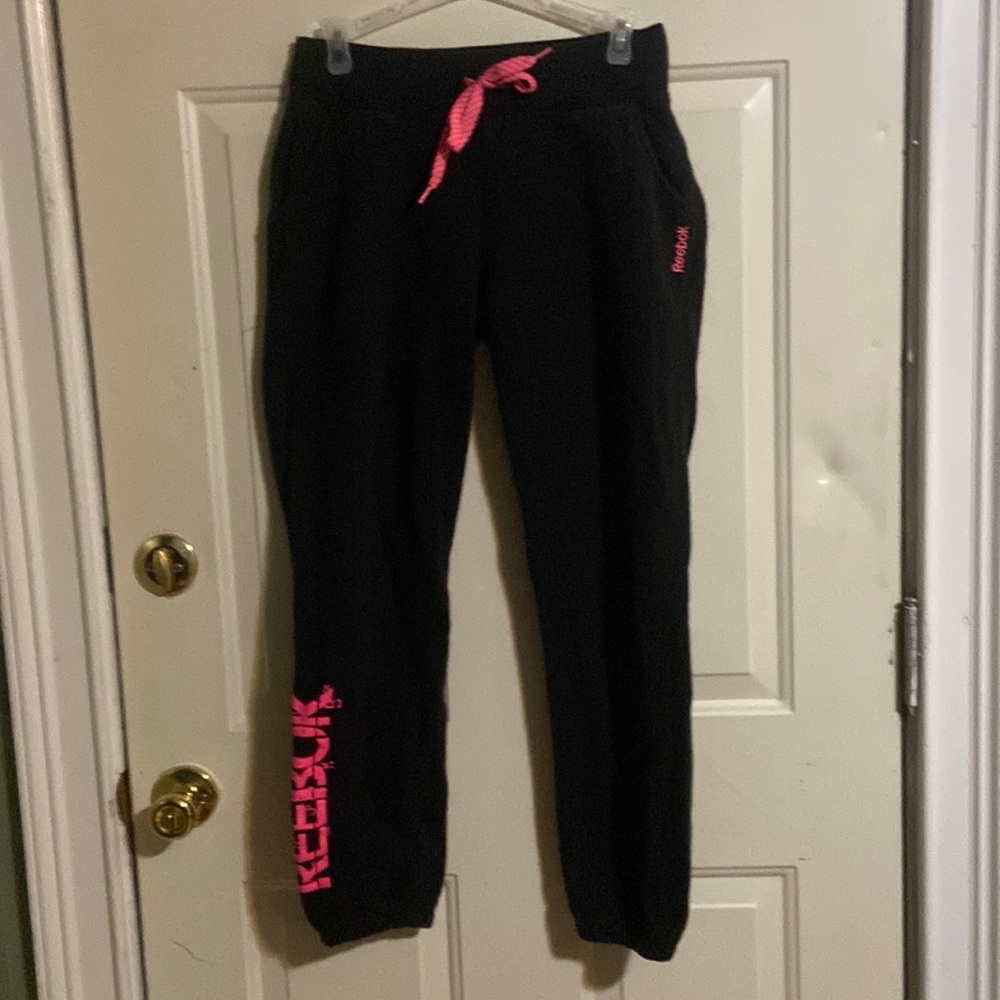 Black and Pink Women’s Reebok Jogger Sweatpants